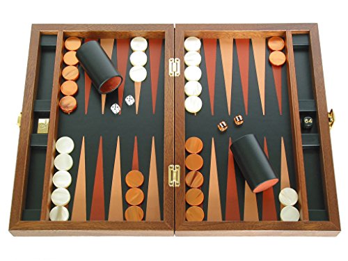 Zaza & Sacci Wood Backgammon Board Game Set Medium Brown/Black 16 Inch
