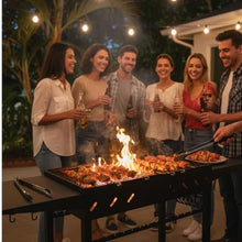Alpine Cuisine Heavy-Duty Iron Charcoal BBQ Grill with Wheels, Side Shelves, Cast Iron Grates, Bottle Opener, and Lid