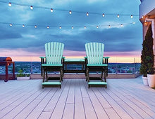 EcOasis Grand Lake Amish Crafted Poly Outdoor Adirondack Double Balcony Glider Aruba Blue on Black