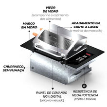 SARO Digital Built-In Electric Grill, Smokeless BBQ Cooktop, Stainless Steel, Glass Visor, 41x67.5cm Niche Size, 3000W, Digital Control Panel