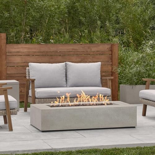 BBQGuys Signature La Valle 56-Inch Rectangle Propane Fire Table - Flint - 1590LP-FLNT