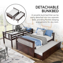 Furniture of America Barnett Solid Wood Bunk Bed with Trundle & Drawers Twin Over Full Dark Walnut