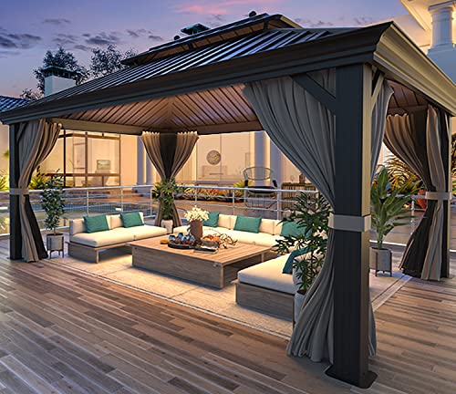 MELLCOM 12'x16' Hardtop Gazebo Brown