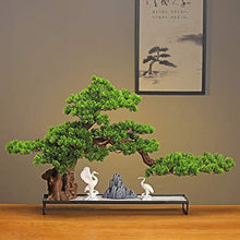 YXIANG56Q Fake Plants Chinese Simulation Welcome Pine Green Plant Bonsai Ornaments Hotel Living Room Office Desktop Creative Decoration Home Furnishing Gifts Bonsai Tree(A)