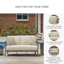 Signature Design by Ashley 1-Piece Wood-Look Outdoor Loveseat with Cushion
