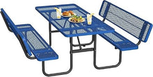 SENPUST 72" Picnic Table with Backrest, Rectangular Metal Picnic Table