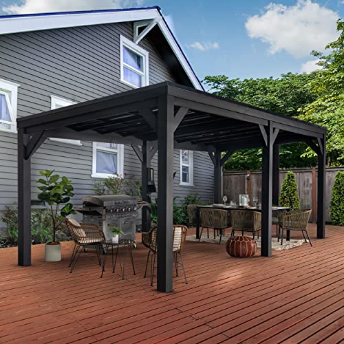 Backyard Discovery Stonebridge 20' x 9.5' Galvanized Steel Outdoor Gazebo Pavilion Black