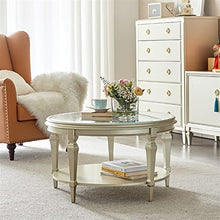 Living Room Table Modern Wood Round Coffee Table with Hollow Carving and Glass Top, 31.4/39.3" Elegant Luxury Round Sofa Table for Living Room Outdoor Side Table (Size : 1.0m)
