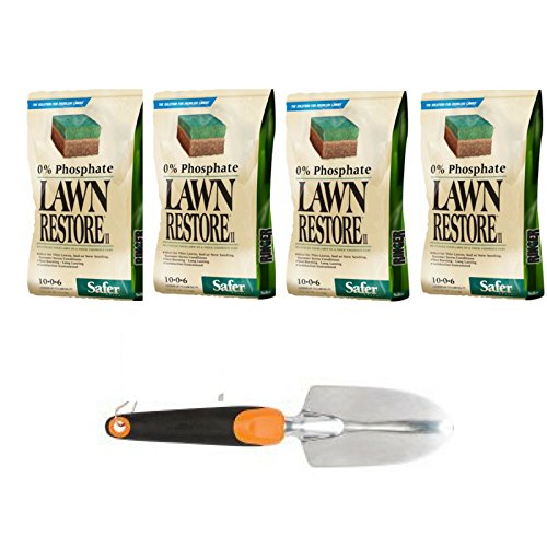 Safer Brand Ringer Lawn Restore II Fertilizer 25 lb 4 Pack with Trowel