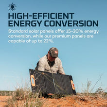 NEBO RELIANCE 100 Watt Solar Panel | Foldable, 22% Sunlight to Solar Energy Conversion Rate, Compatible with All Rambler, Pinnacle & Intrepid Portable Power Stations to Keep Multiple Devices Charged
