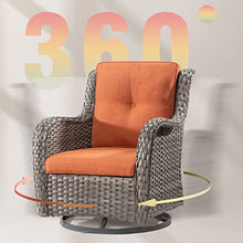 Gardenbee 5 Piece Outdoor Patio Furniture Set Wicker Conversation Set with Swivel Rocking Chairs and Ottomans Orange