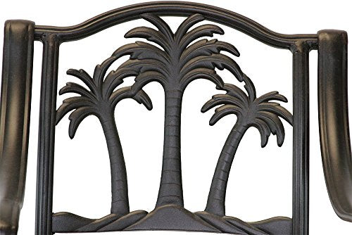 theWorldofpatio Palm Tree Cast Aluminum Powder Coated Barstool Set of 4 Antique Bronze