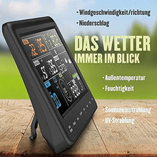 ALQPPM Wireless Wi-Fi Weather Station - Digital Weather Forecast with Screen, Rain Guage, Anemometer, Solar Powered