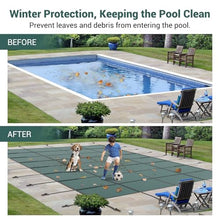 GarveeLife Winter Pool Safety Cover 20x40 Ft Rectangle with Center End Steps Green