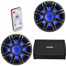 KICKER 12-Inch Marine Subwoofer & 48KXMA5004 Amp Bundle with LED Remote