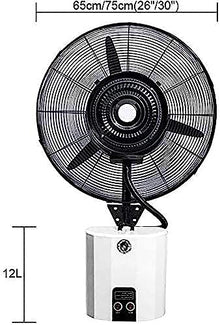 CUTPOIY Wall Mounted Misting Fan, Oscillating Cooling Humidifying Quiet Drum Fan for Home Office Industrial Use, 3-Speed 12L Air Circulator Spray Fan, 75cm