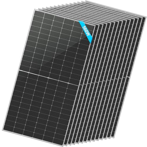 SUNGOLDPOWER 16BB N-Type 14pcs 560W Bifacial PERC Solar Panel Monocrystalline,High Efficiency up to 30%, High Power PV Module for Off-Grid, Residential & Commercial Solar Systems (14pcs 560W Bifacial)