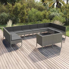 MNCVXAXG 12 Piece Patio Lounge Set with Cushions Poly Rattan Gray