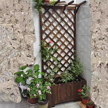 Vertical Diamond Lattice Flower Trellis with Planter Bed, Heavy Duty Hanging Basket Plant Stand, Extra Thick Solid Wood Slat Construction,Suitable for Gardens(35.4x14.6x70.9in,With Top)
