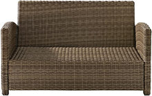 Crosley Furniture Bradenton Wicker Outdoor Loveseat Weathered Brown with Gray Cushions
