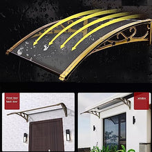 Window Door Awning Canopy,Front Door Canopy Uv Rain Snow Sunlight Protection Outdoor Polycarbonate Cover Patio Awning Canopy,Gold Aluminium Frame,with Install Hardware (47"x118")
