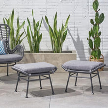 Cvqza Montana Outdoor Ottoman, Faux Rattan Patio Furniture, Comfortable Cushioned Seats, Stylish Garden Decor, Versatile Seating for Backyard, Poolside, or Balcony, Set of 2