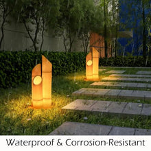 Smilkat Solar Bamboo Lights Outdoor, Waterproof Resin Lamps with Natural Design, Powered Landscape Lighting for Yard and Pathway (Wired,3-Pack Yellow)