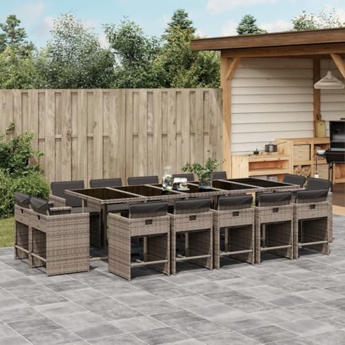 AMBERARD Patio Dining Set Set of 14 Grey Furniture Set