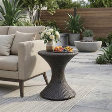 Outdoor Hourglass Side Table, Rattan Wicker End Table for Patio Use