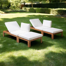 Teamson Home 2-Piece Outdoor Sectional Sofa Set, Natural Finish | Modular Acacia Wood Frame, Chaise Lounge Convertible, Weather-Resistant Cushions