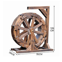 Wood Garden Water Fountain Water Wheel Fountain Waterfall Wheels Patio Garden Water Statue Feng Shui Wheels, Ornamental Water Dolly for Garden, Backyard, Patio, Pond, Balcony, Porch, Yard (Size : Dia