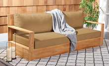 SAFAVIEH Couture Outdoor Collection Kauai Natural/Brown Teak Solid Wood Patio Sofa