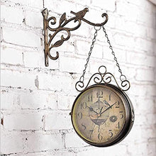 saditesdk Wall Clock, Outdoor Clock Garden Clocks, Double Sided Outdoor Wall Clock Retro Outdoor Clocks Battery Operated Silent,Indoor Hanging Decor Clock Wall Mounted Clock，