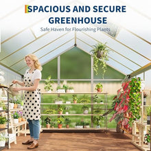 GarveeHome 8X12 FT Greenhouse for Outdoors, Walk-in Greenhouse Kit with Aluminum Frame, Polycarbonate Panels, Adjustable Roof Vent, Sliding Door, Secure Lock for Outside Garden, Patio, Backyard