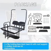 KUAFU Rear Flip Back Seat Compatible with Club Car DS Model Golf Cart Black
