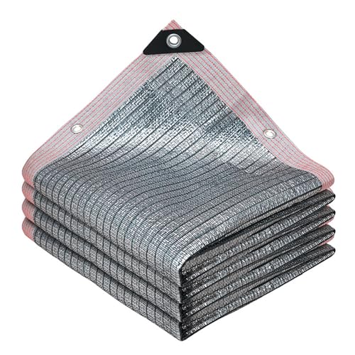 Reflective Aluminet Shade Cloth with Grommets, 90% UV Block Silver Aluminum Sun Shade Netting, Outdoor Sun Shade Cover, for Cars, Dogs, RVs, Patio & Outdoor Use