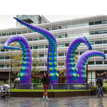 Giant Purple Inflatable Octopus Tentacle,Blow Up Outdoor Halloween Yard Decoration Inflatable Octopus Arm with Built-in Air Blower & Building Window Roof Advertising Decor (Purple-Model3, 10ftH)