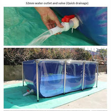 Aquarium Pool Pond, Canvas Fish Pond with Drain Valve, Clear Viewing Panel and 32mm Enlarged Water Outlet, Easy Drainage and Not Easy to Deform, for Emergency Water Supply and Drought Resistance