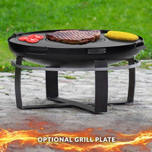 Ignition 24" Cooking Fire Pit with Powder Coated Black Cover Lid and Wood Burning Fireplace for Backyard Bonfire Campfire for Outside, Medium Outdoor Steel Firepit by Good Directions