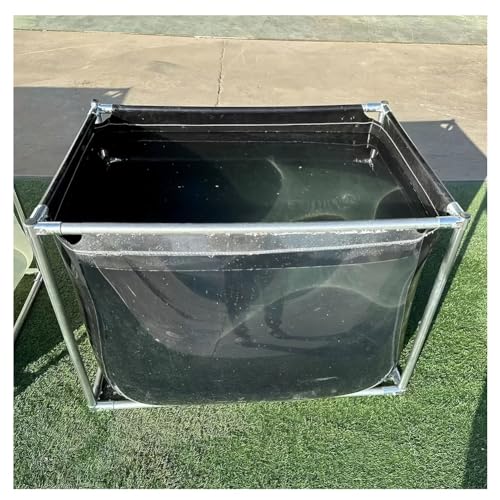 Aquarium Pool Pond with Transparent Clear Viewing Panel and Drain Valve, PVC Canvas Fish Pond with Steel Frame, Large Collapsible Outdoors Tarpaulin, for Fish and Shrimp Breeding(Black,1.5x1x0.6m)
