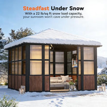 Modern Shade Solarium 12'x12' Sunroom with TV Mount & 2 Sliding Doors