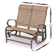 MISC Bronze Twin Seat Outdoor Glider Brown Beach Polyester Steel