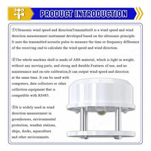 Aoleaby 0-60m/s Wind Speed Wind Direction Sensor, Module 360° Integrated Weather Station Transmitter Anemometer(RS485)