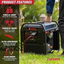 A-iPower 4600W RV-Ready Quiet Portable Inverter Generator Gas Powered, Ultra-lightweight Open Frame Power Supply for Tailigating/Home Backup, CO Sensor