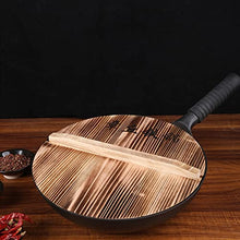 Chinese Hand Hammered Iron Woks, Non-Stick Pot Round Bottom Woks & Set with Wooden Lid & Cookwares for Both Indoor Outdoor Cooking,34cm,36cm