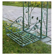 Metal Round Garden Arch for Wedding Ceremony Outdoor Gazebo Frame with Flower Stand and Backdrop Decoration Ideal for Proposals Anniversaries and Parties(Green,1.2 * 2.2m)