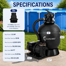 LANCHEZ Sand Filter with Pool Pump 16" 1.5HP 4900GPH, Above Ground Pool Pump with 24-Hour Timer, 7-Way Valve Sand Filter Pump System