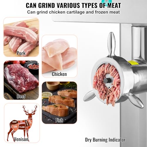 VEVOR Commercial Electric Meat Grinder 4000W Stainless Steel Silver