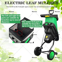 Nicvrea Electric Wood Chipper with Collecting Bag for Garden 50L Large Collector w/Wheels,Leaf Mulcher Shredder Wood Chipper and Shredder