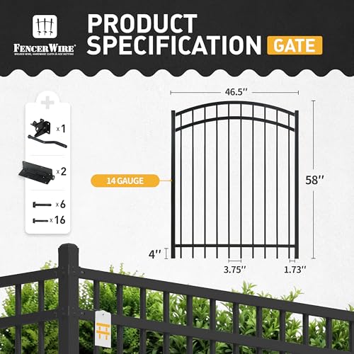 Fencer Wire Heavy Duty Flat Top X-Pattern Decorative Fence Gate Black 5FT x 4FT